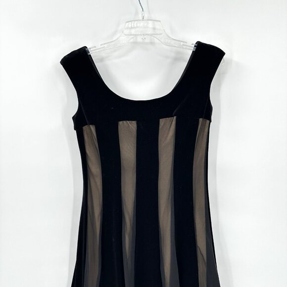 vintage 90s VELVET A LINE DRESS Y2K striped goth emo mini sleeveless black SMALL - Picture 4 of 8